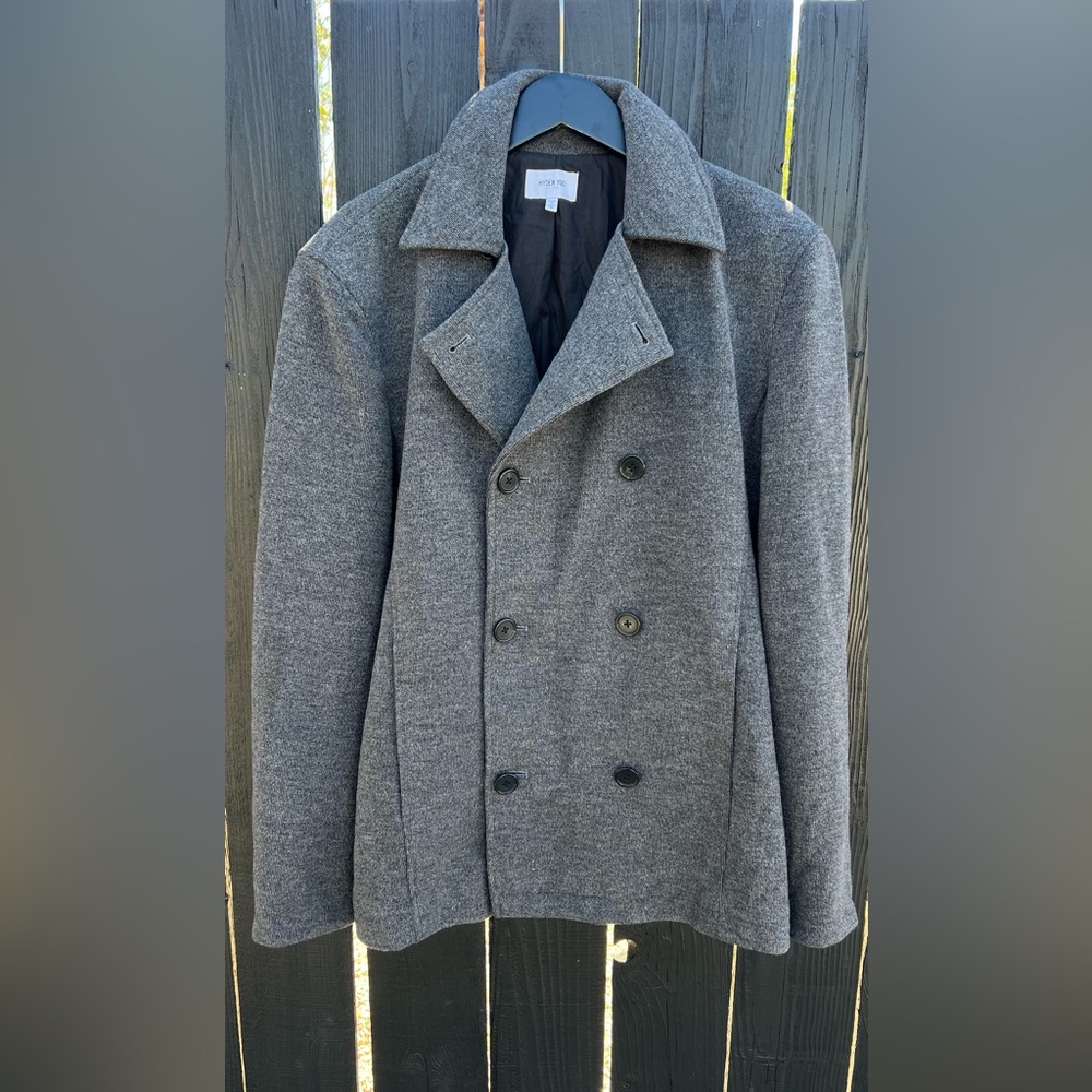 Classic Gray Double-Breasted Pea Coat